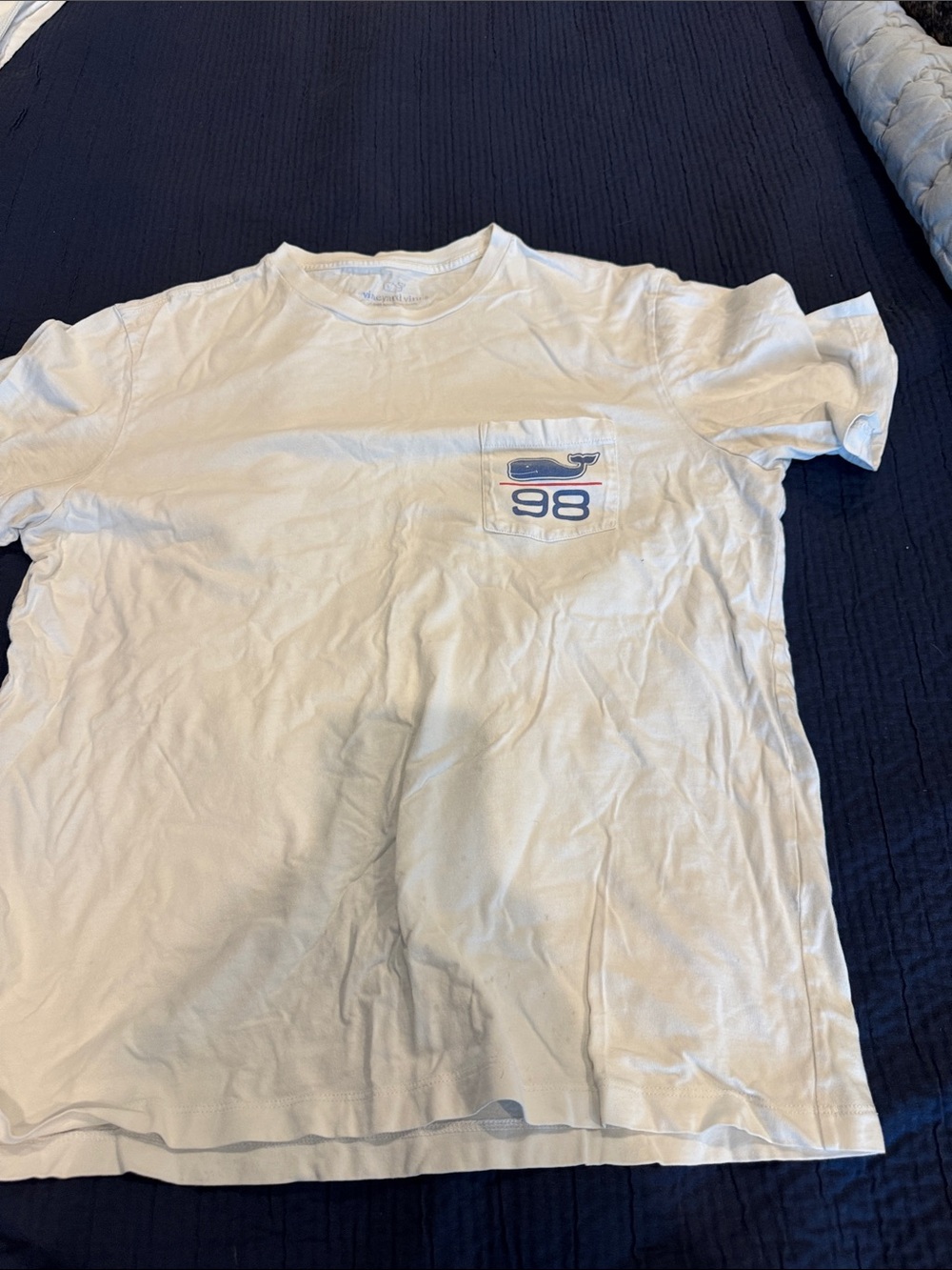 Men's White Pocket Tee with Whale Patch